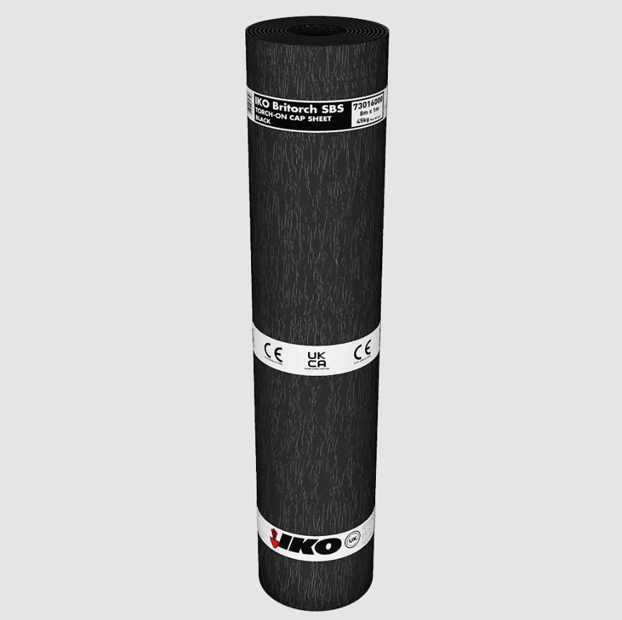IKO Britorch SBS Premium Torch-On Capsheet Black Mineral 1m x 8m 45kg Roll
