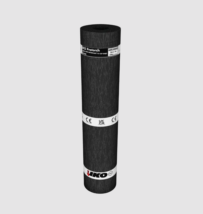 IKO Protorch Fire Retardant Torch-On SBS Capsheet Black 1m x 8m 45kg Roll